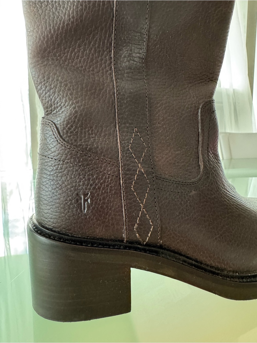Frye Women's Tall Leather Moto Style Boots - Dark Brown